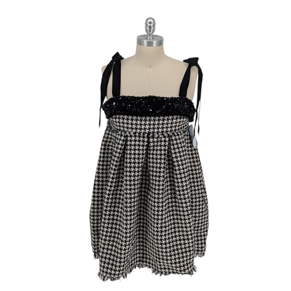 sofie the label Dresses & Skirts - 00820 NEW Sofie the Label Houndstooth Sequin Tweed Dress Black White size Medium